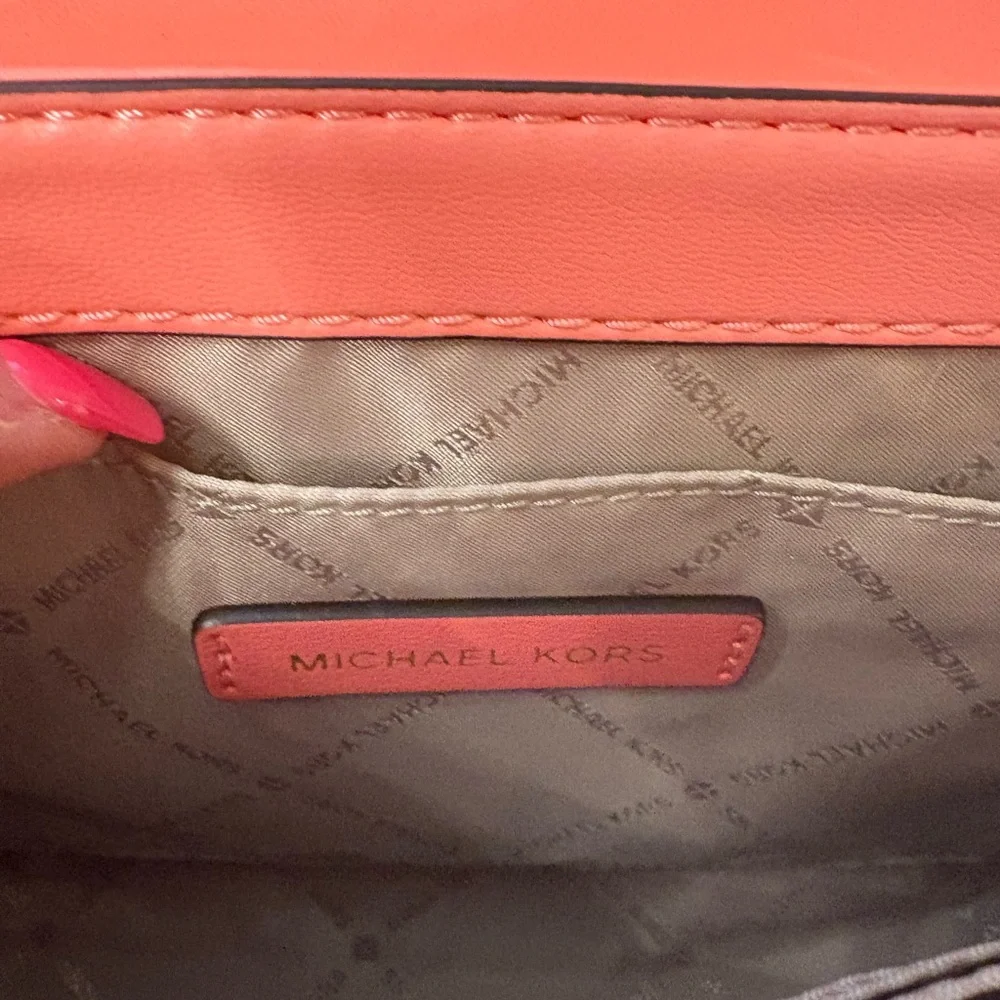 Michael Kors Coral Quilted Chain Crossbody Bag Gold Hardware Summer Shoulder bag